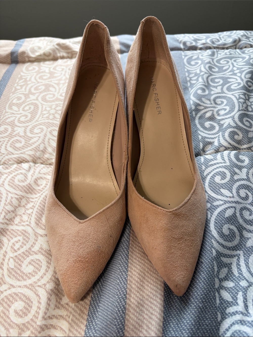 Marc Fisher Keri Tan Suede Leather Upper Pointed-Toe Heels Pumps Size 7 M - Picture 2 of 7
